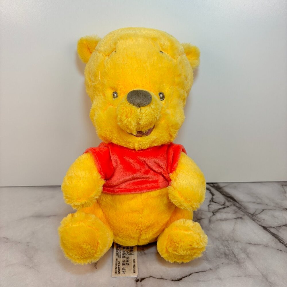 Disney Parks Baby Winnie The Pooh Plush Red Shirt Big Head Stuffed Animal 10"